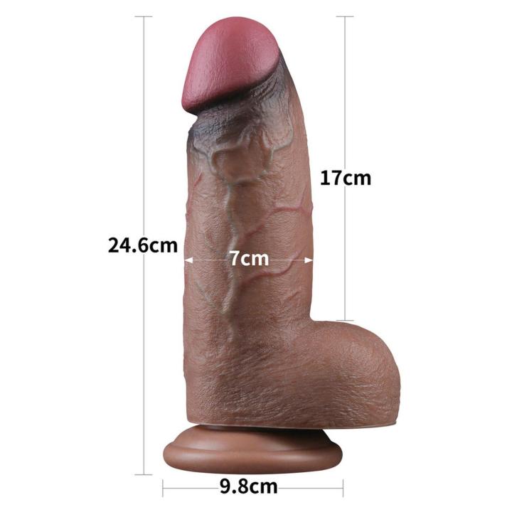 Realistyczne dildo XXL 24,1 cm z przyssawką | Dwuwarstwowy silikon