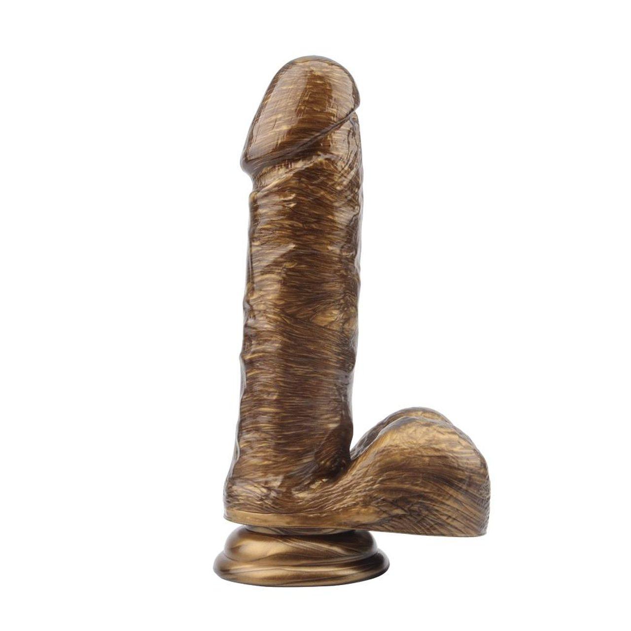 Złote realistyczne dildo z przyssawką 19,5 cm | Wodoodporne | Loris.pl