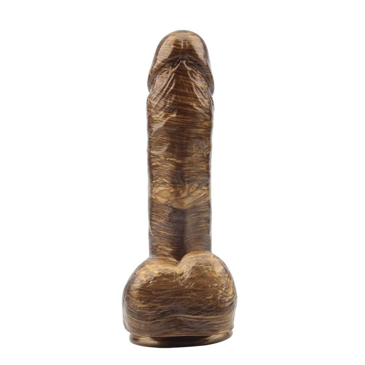 Złote realistyczne dildo z przyssawką 19,5 cm | Wodoodporne | Loris.pl