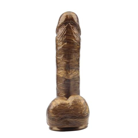 Złote realistyczne dildo z przyssawką 19,5 cm | Wodoodporne