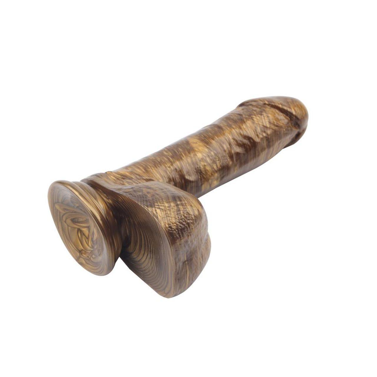 Złote realistyczne dildo z przyssawką 19,5 cm | Wodoodporne | Loris.pl