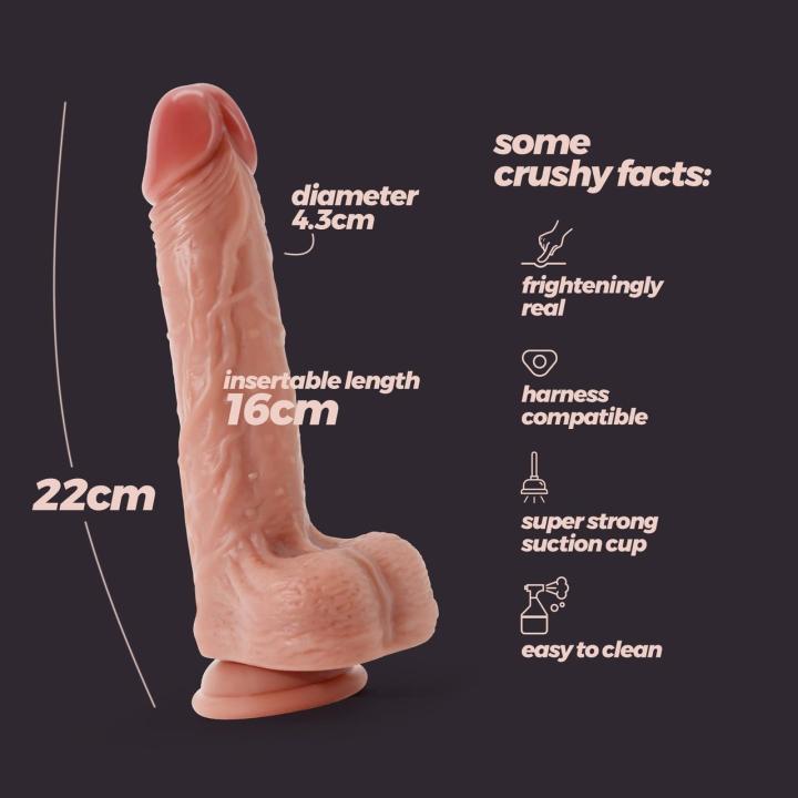 Realistyczne dildo 22 cm z przyssawką | Płynny silikon