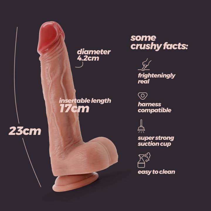 Realistyczne dildo 23 cm z przyssawką | Płynny silikon