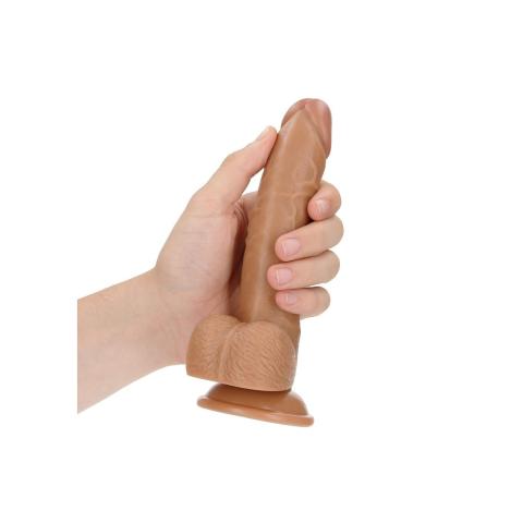 Realistyczne dildo 18 cm z przyssawką, zakrzywione do punktu g