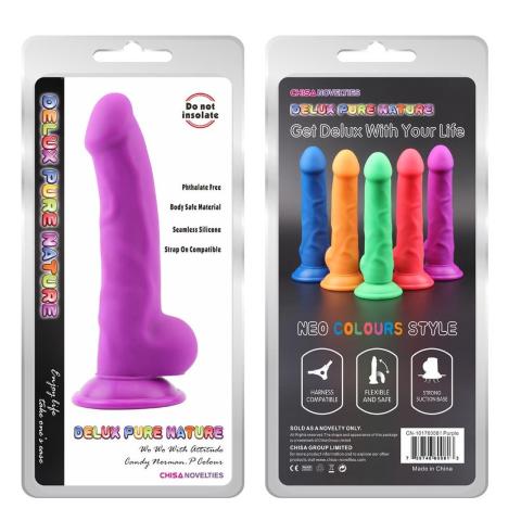 Realistyczne dildo z przyssawką i moszną – gładkie, sprężyste