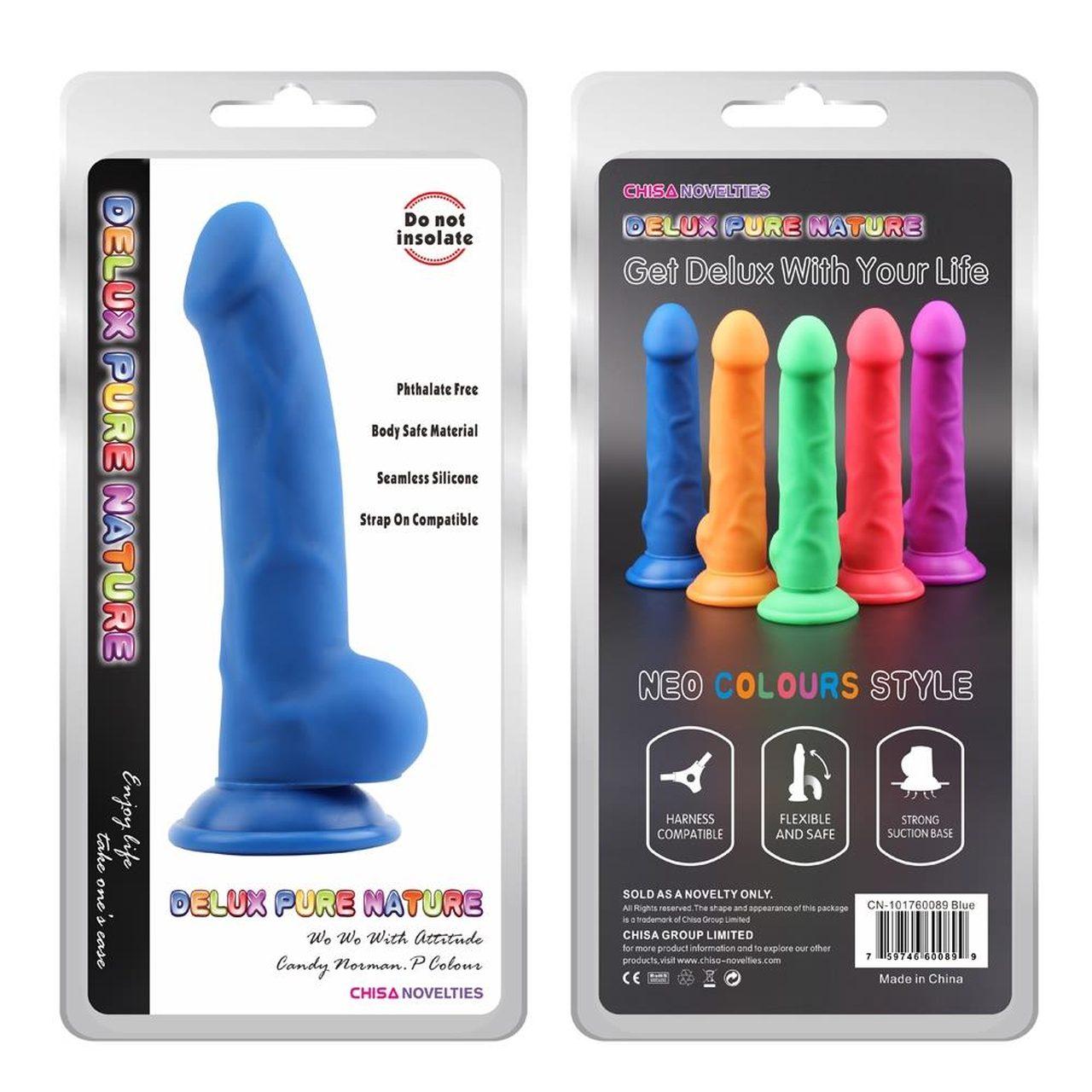 Niebieskie realistyczne dildo z przyssawką 21,5 cm | Loris.pl