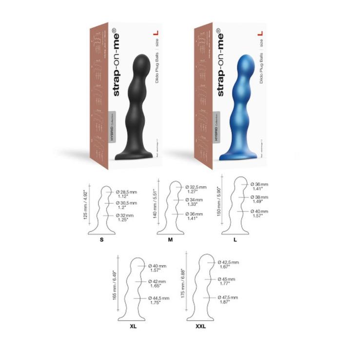 Dildo analne 3 kulki metaliczny niebieski S z przyssawką