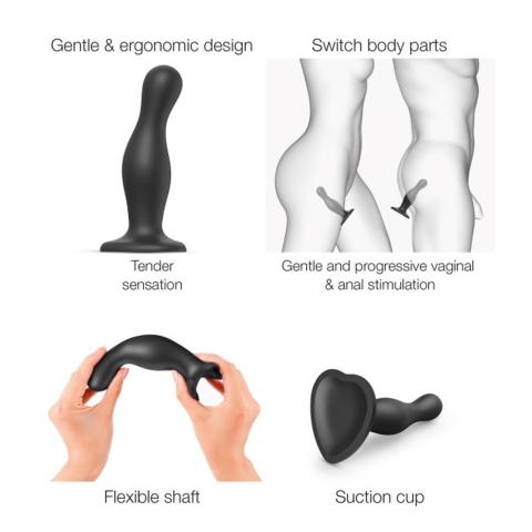 Czarne dildo analne XL z przyssawką z miękkiego silikonu