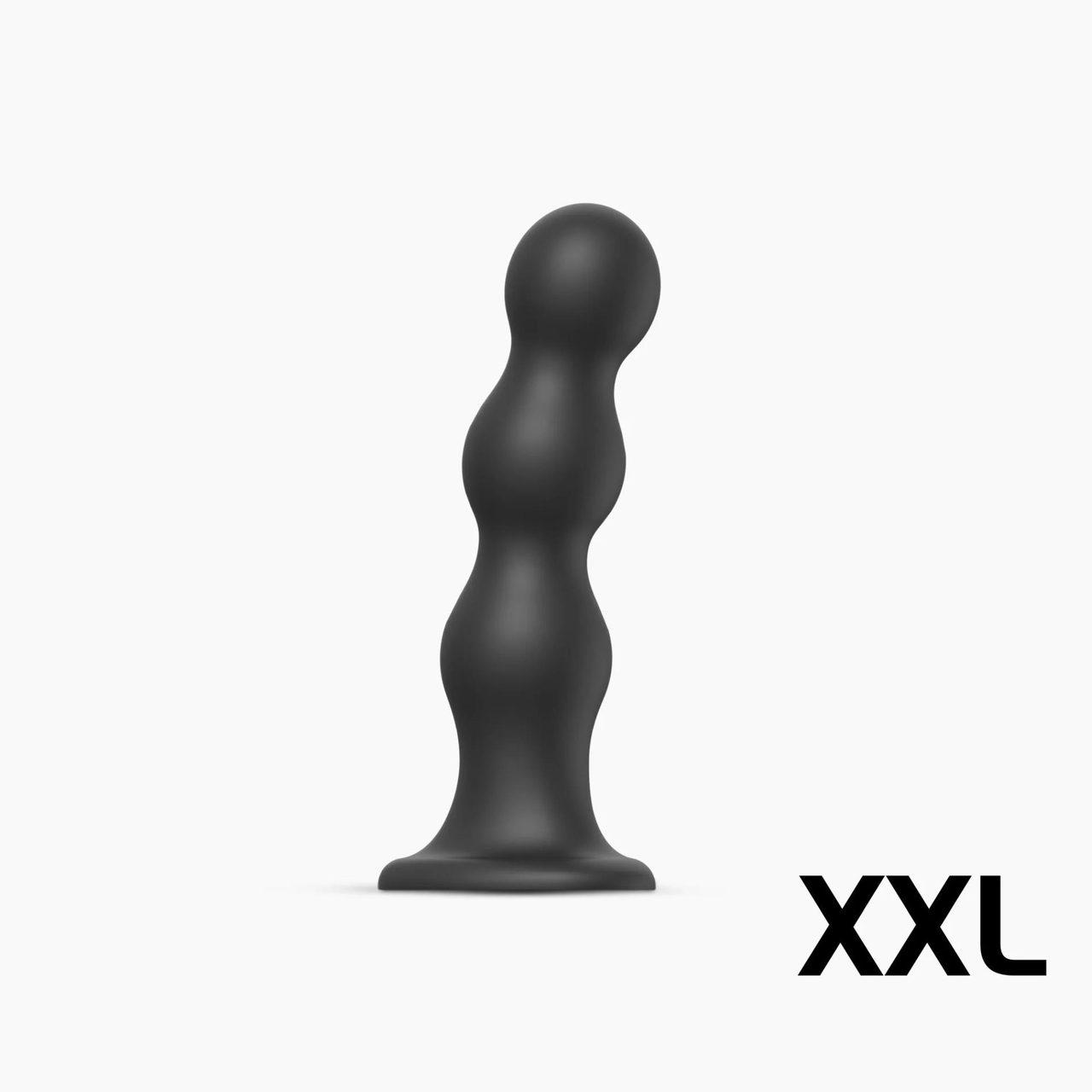 Czarne dildo analne XXL z trzema kulami | Przyssawka i uchwyt