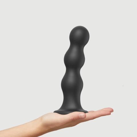 Czarne dildo analne XXL z trzema kulami | Przyssawka i uchwyt