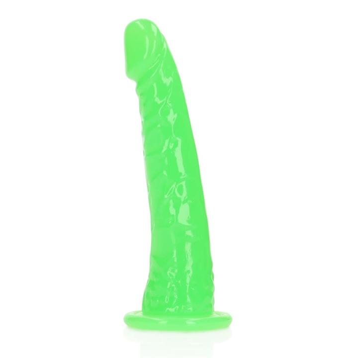 Dildo świecące w ciemności z przyssawką 15,5 cm | Smukłe analne