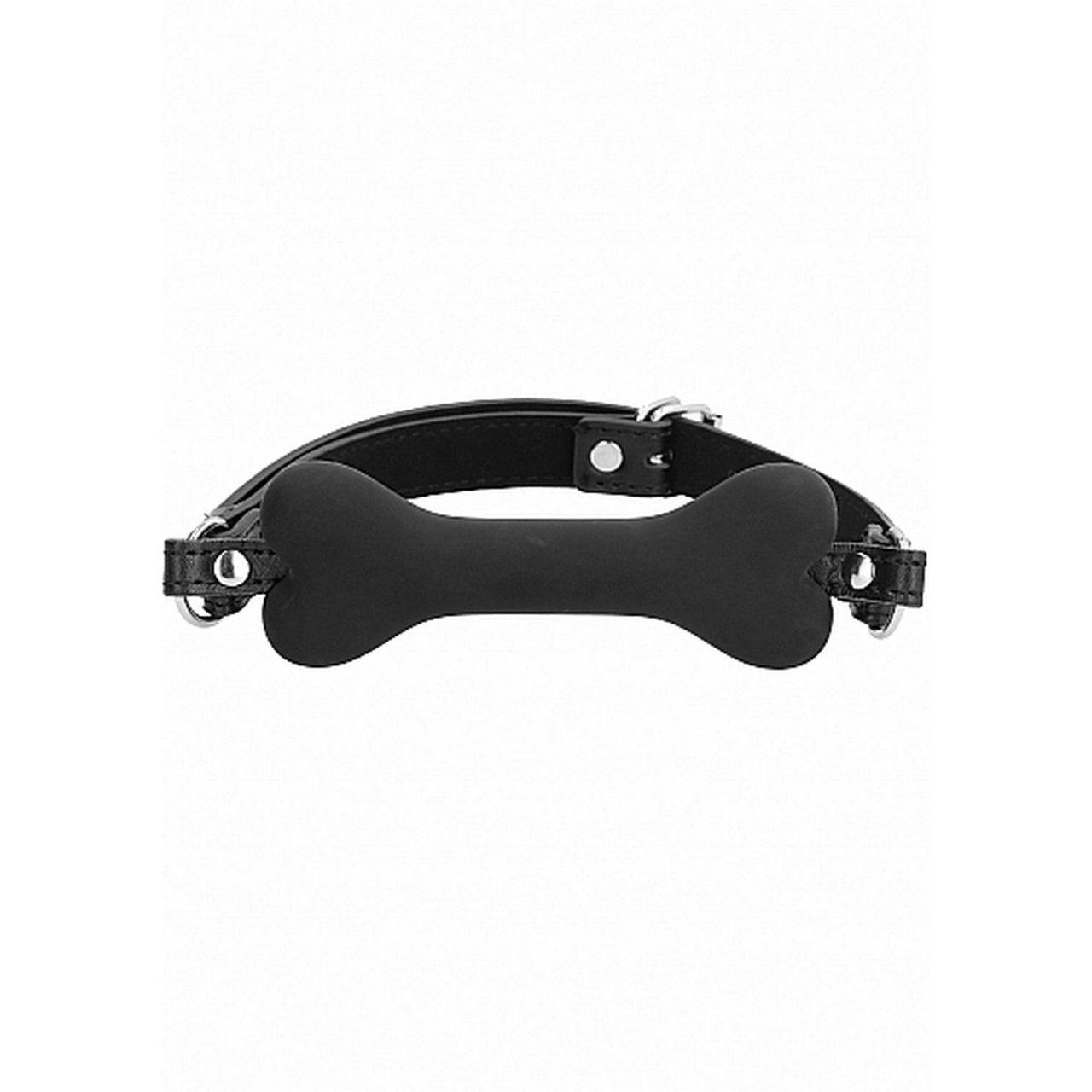 Knebel silikonowy w kształcie kości czarny | BDSM | Loris.pl