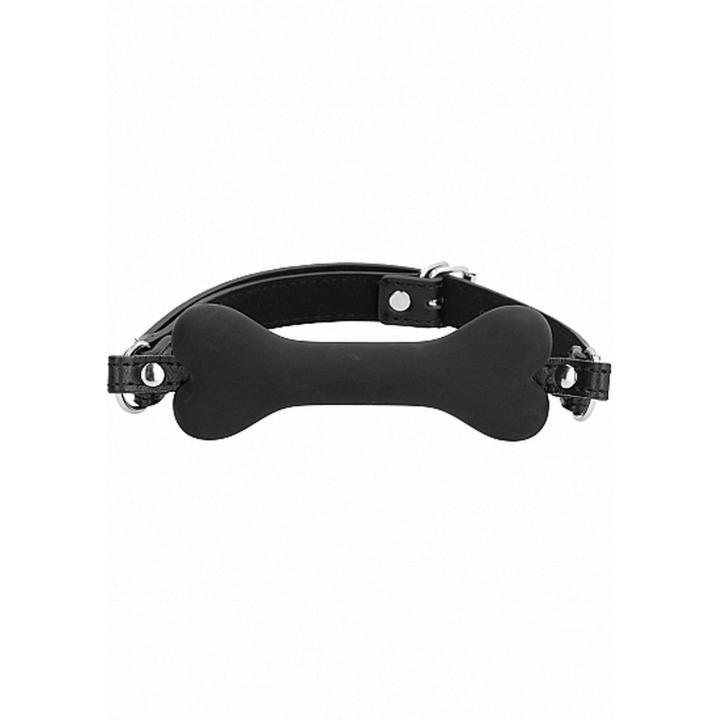 Knebel silikonowy w kształcie kości czarny | BDSM | Loris.pl