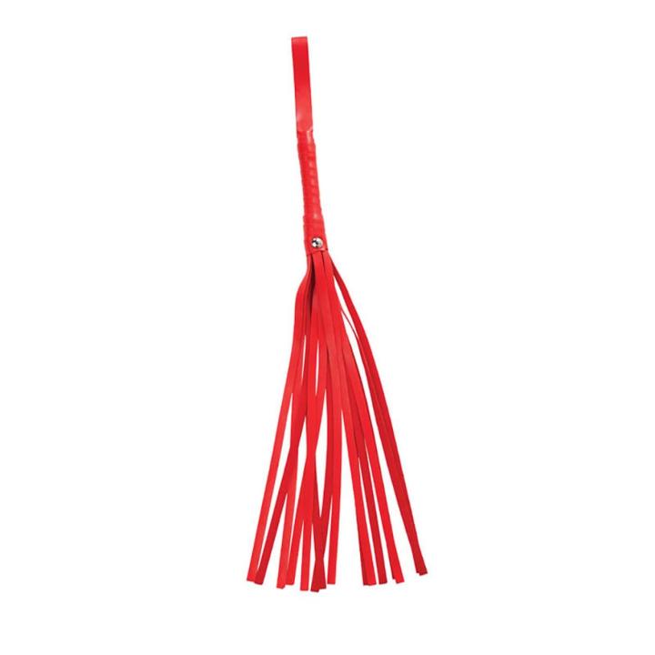 Czerwony flogger do BDSM 43 cm ze skóry PU | Loris.pl