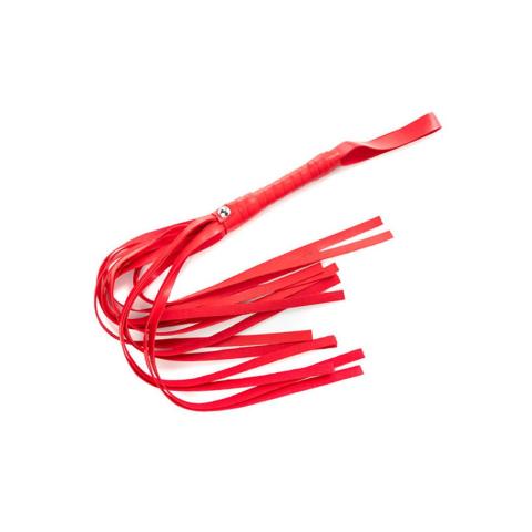 Czerwony flogger do BDSM 43 cm ze skóry PU