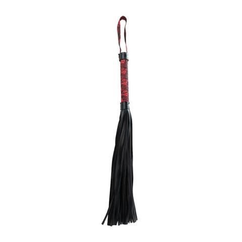 Czerwono-czarny flogger BDSM 44 cm ze skóry PU