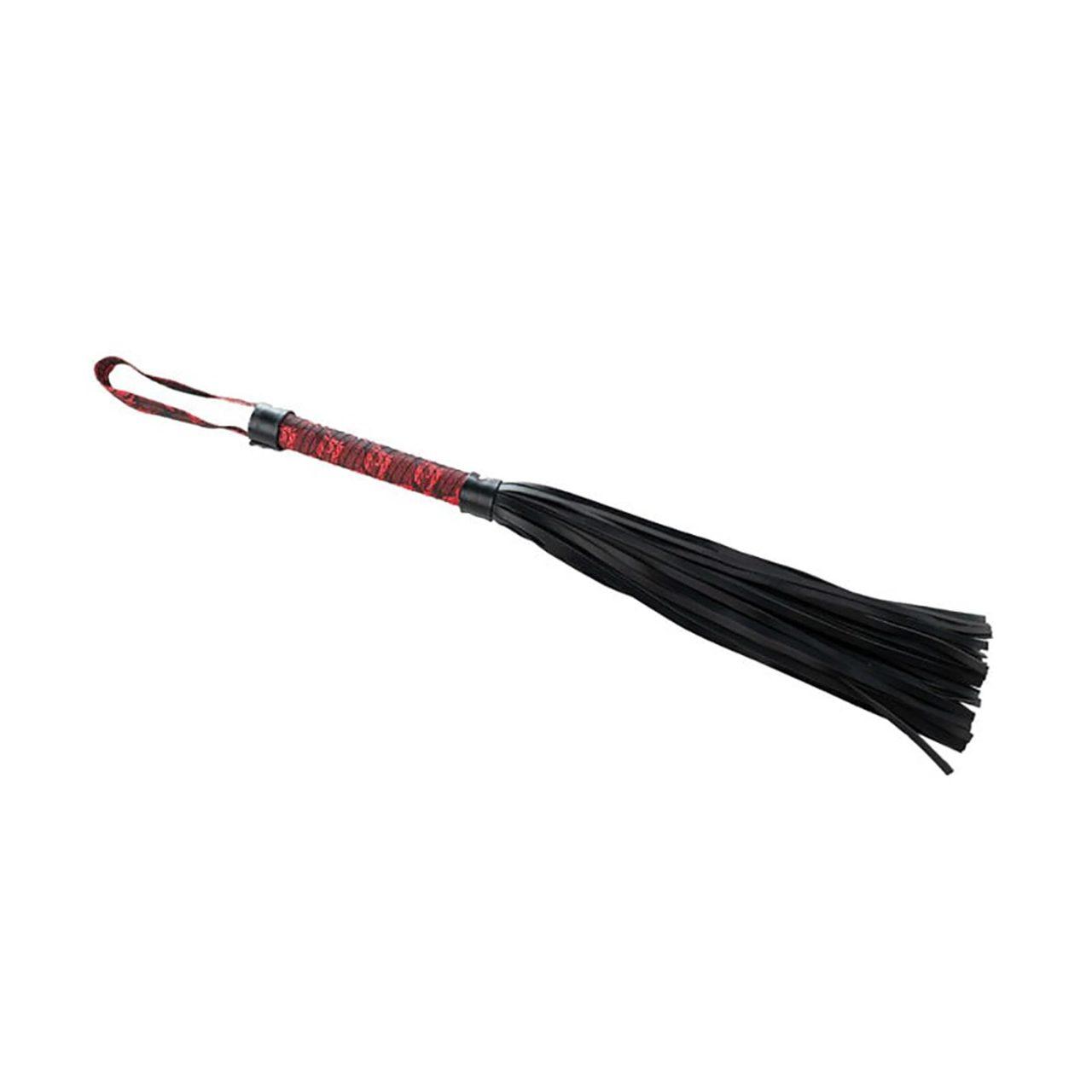 Czerwono-czarny flogger BDSM 44 cm ze skóry PU | Loris.pl