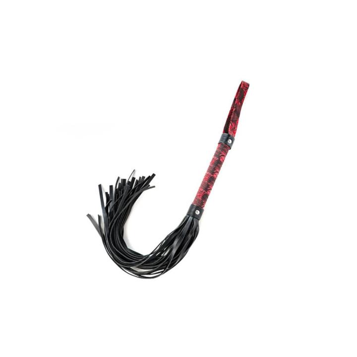 Czerwono-czarny flogger BDSM 44 cm ze skóry PU
