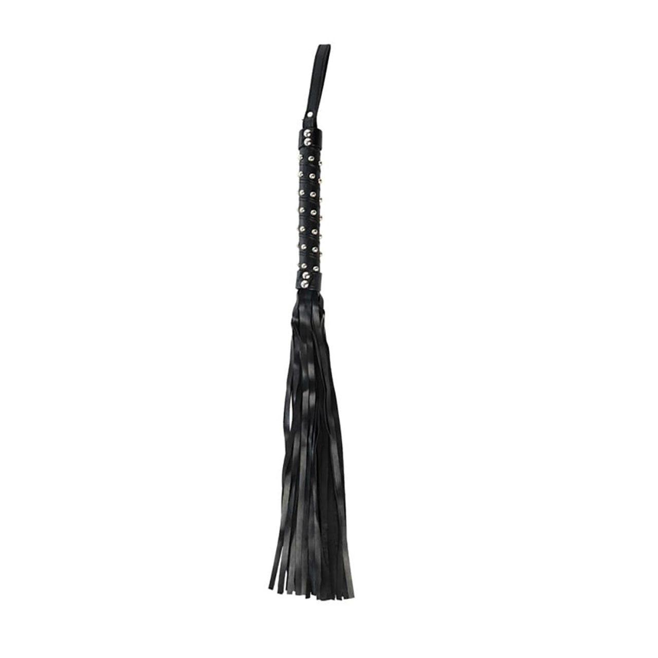 Czarny flogger BDSM 65 cm ze skóry PU | Loris.pl
