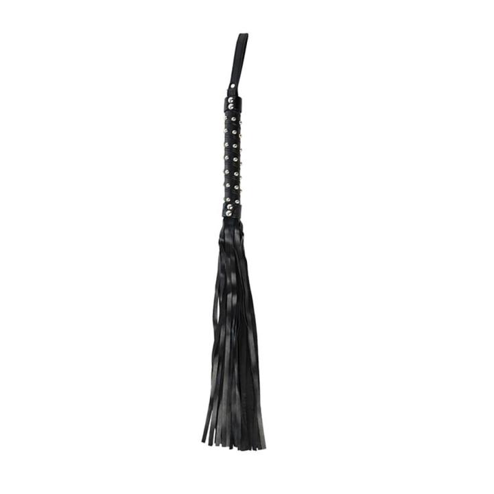 Czarny flogger BDSM 65 cm ze skóry PU | Loris.pl