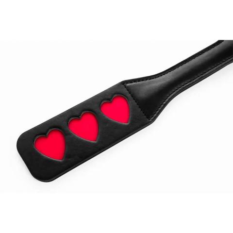Skórzana packa BDSM serce 32 cm – elegancka packa do klapsów
