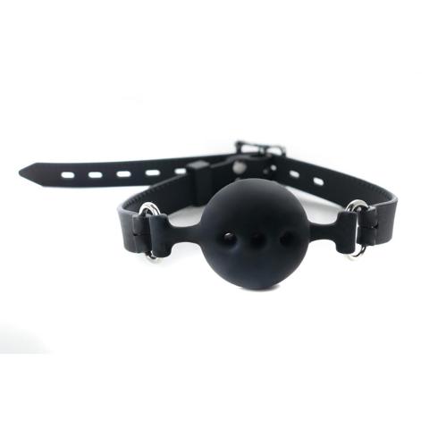 Oddychający knebel BDSM z silikonową kulką 4 cm | Regulowany pasek