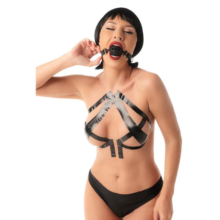 Oddychający knebel BDSM z silikonową kulką 4 cm | Regulowany pasek