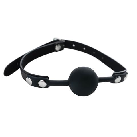 Czarny knebel silikonowy 4 cm z regulowanymi paskami | BDSM