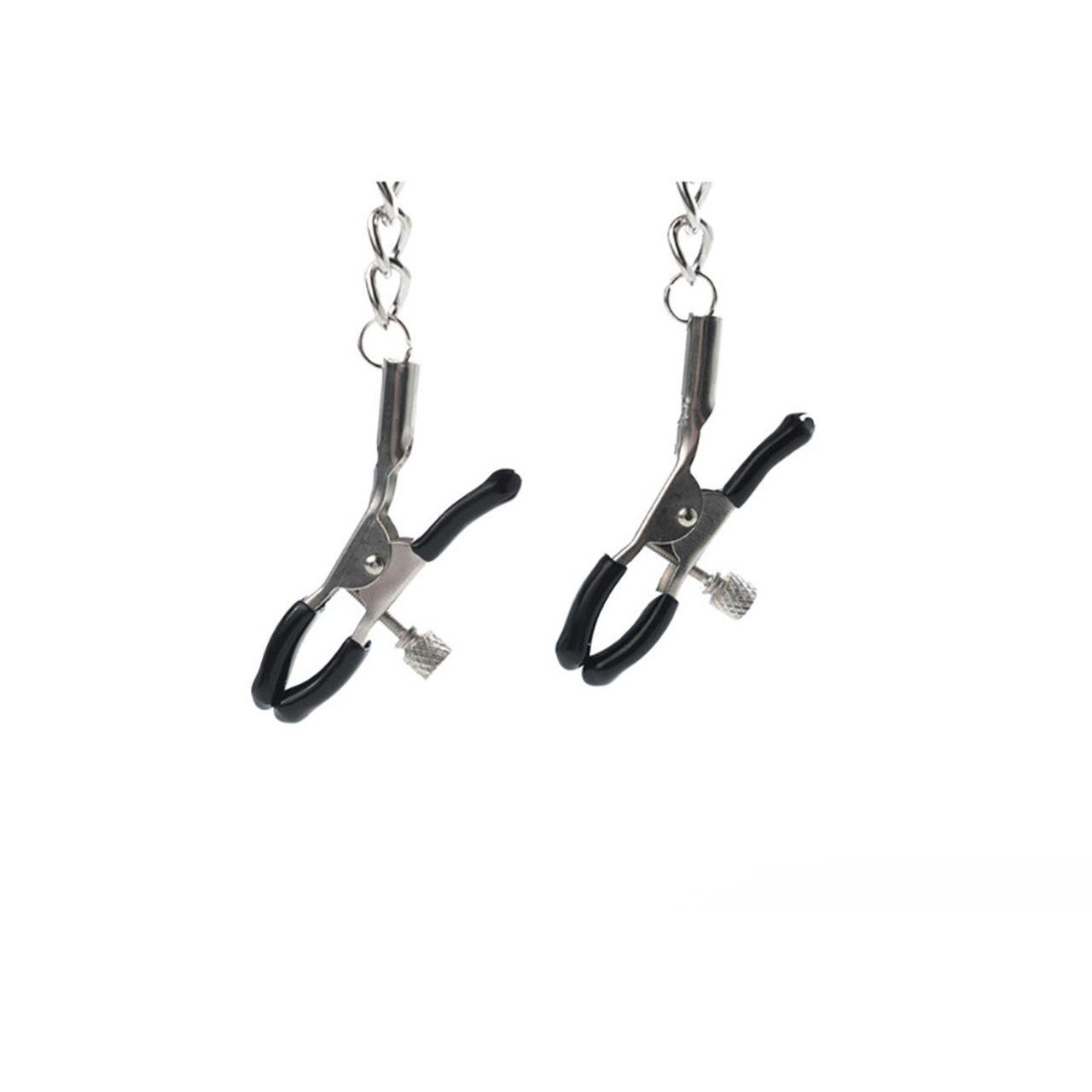 Regulowane klamry na sutki z łańcuszkiem 31 cm | metal bez niklu | Loris.pl