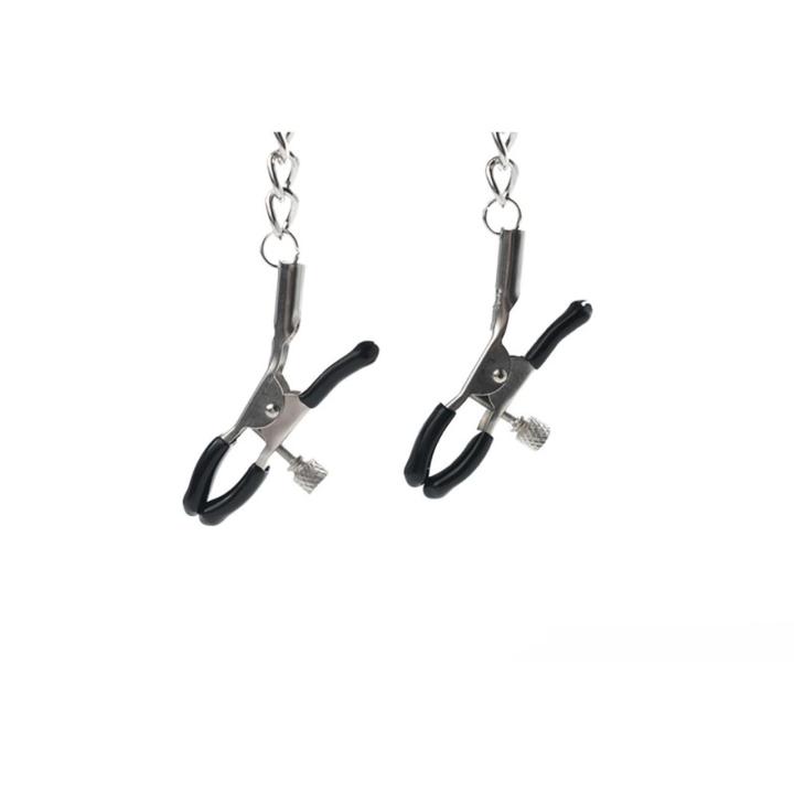 Regulowane klamry na sutki z łańcuszkiem 31 cm | metal bez niklu | Loris.pl