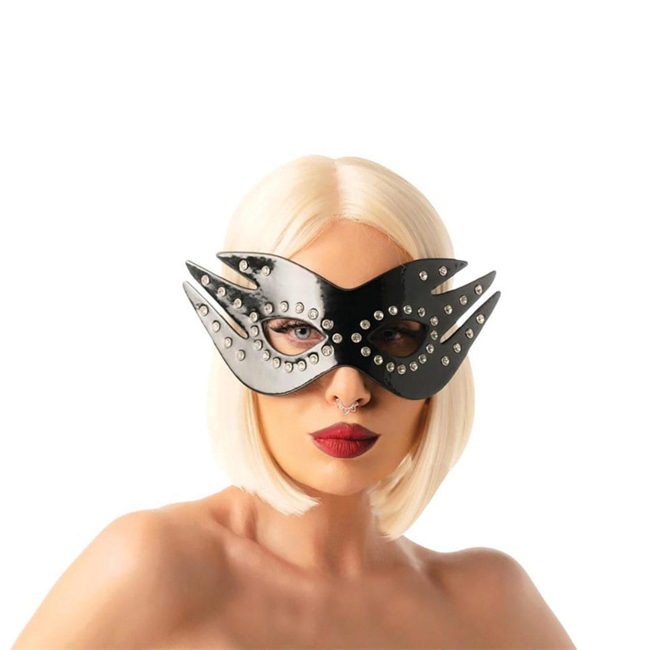 Maska BDSM z kryształkami i elastyczną opaską | Loris.pl