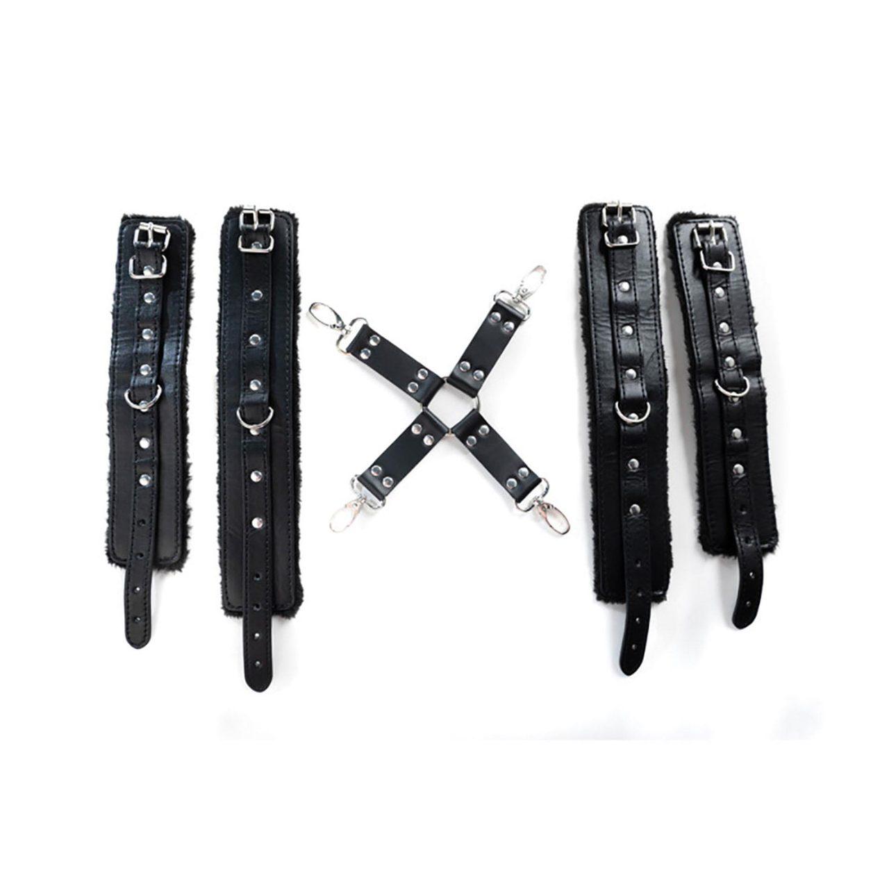 Wiązanie hogtie z miękkimi mankietami na ręce i kostki | Loris.pl