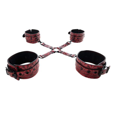 Hogtie do bondage z kajdankami na nadgarstki i kostki
