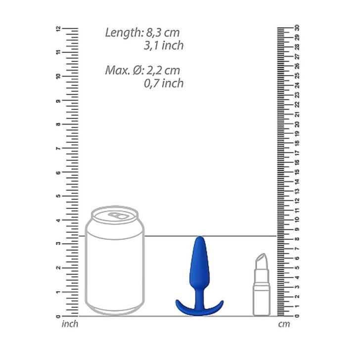 Smukły korek analny niebieski 7,5 cm z silikonu medycznego