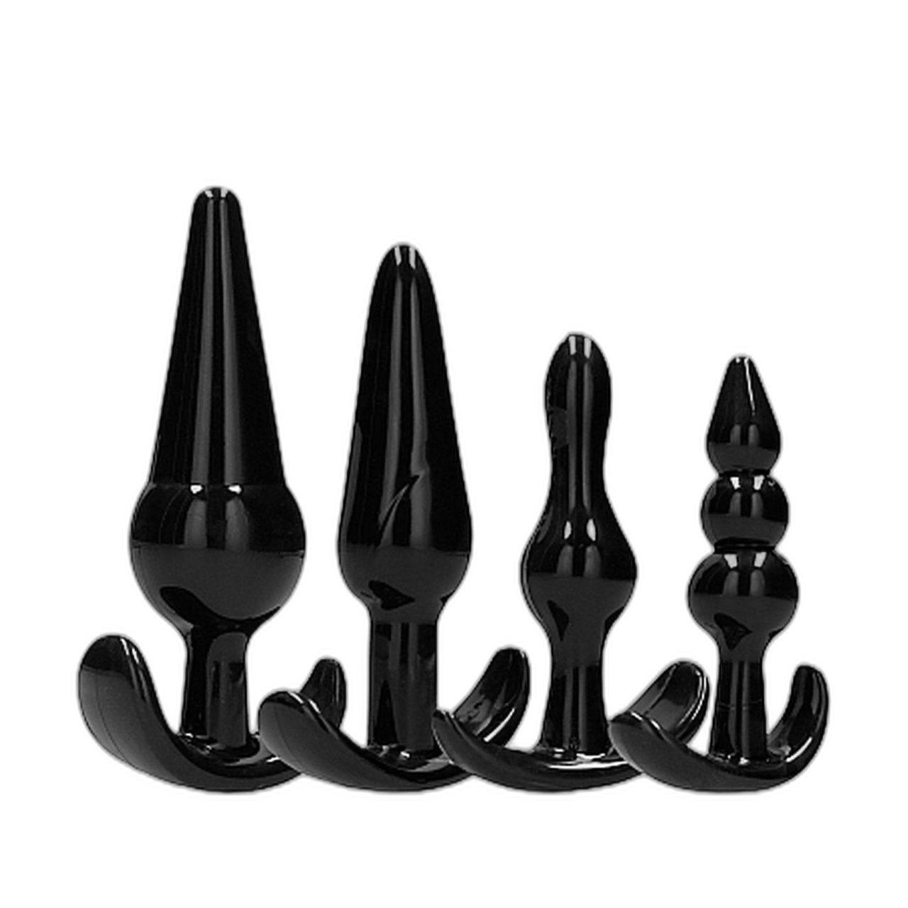 Zestaw korków analnych 4 szt. czarne TPE IPX7 | Loris.pl