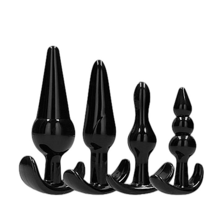 Zestaw korków analnych 4 szt. czarne TPE IPX7 | Loris.pl