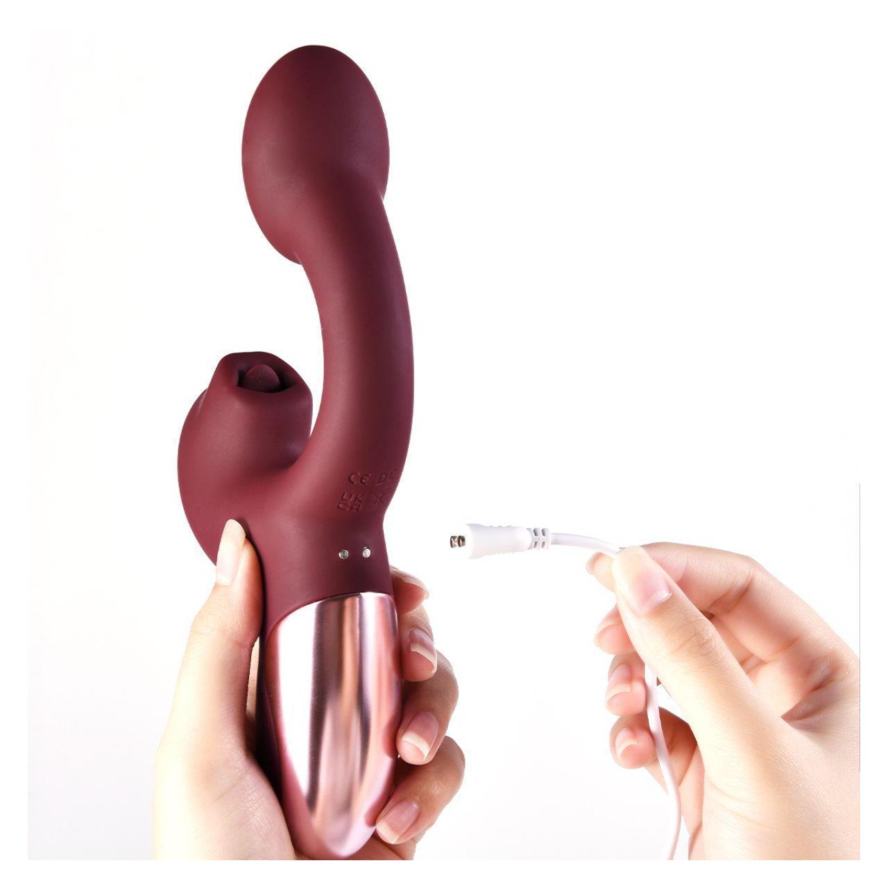 Wibrator z języczkiem i punktem G z aplikacją, wodoodporny czerwony | Loris.pl