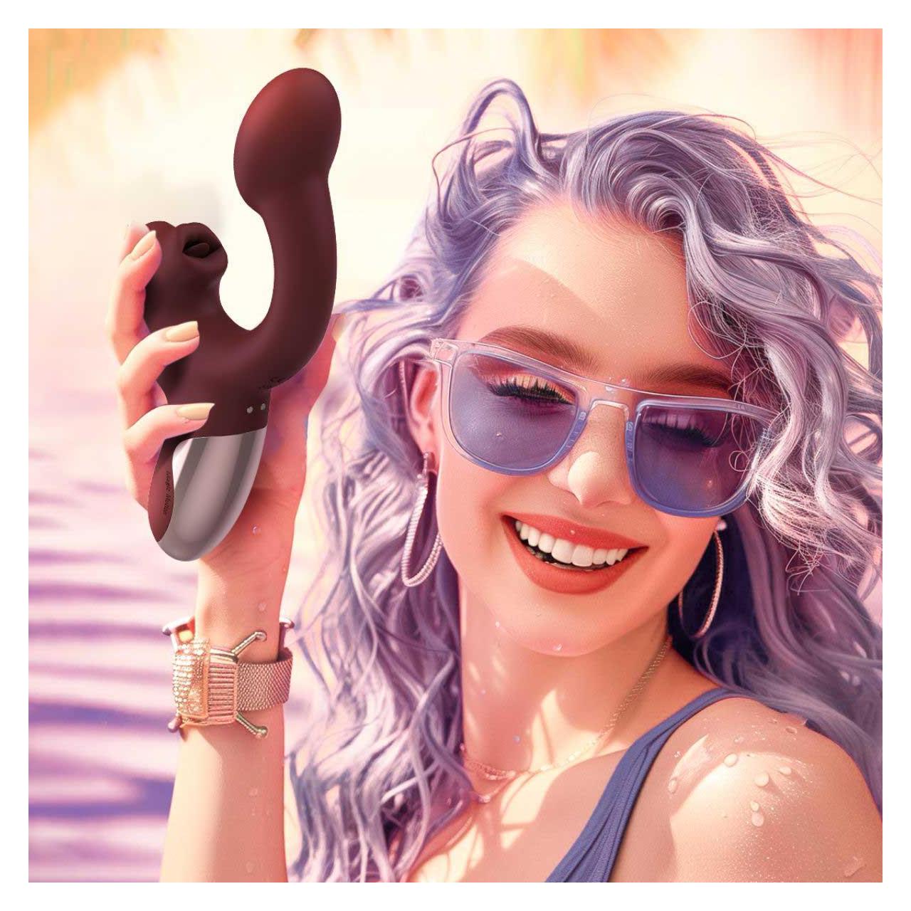 Wibrator z języczkiem i punktem G z aplikacją, wodoodporny czerwony | Loris.pl