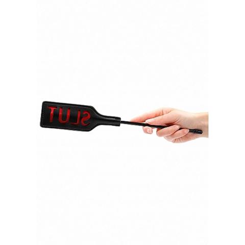 Czarna packa BDSM z eko skóry – krótka packa do klapsów
