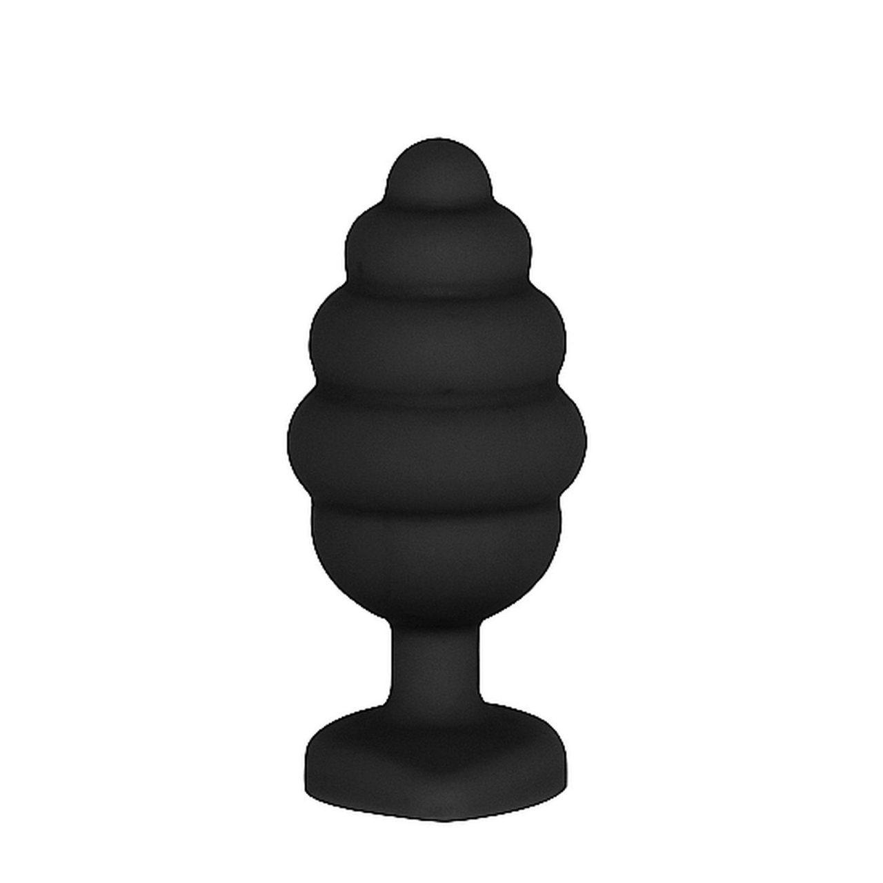 Prążkowany korek analny z diamentem czarny | silikonowy, wodoodporny