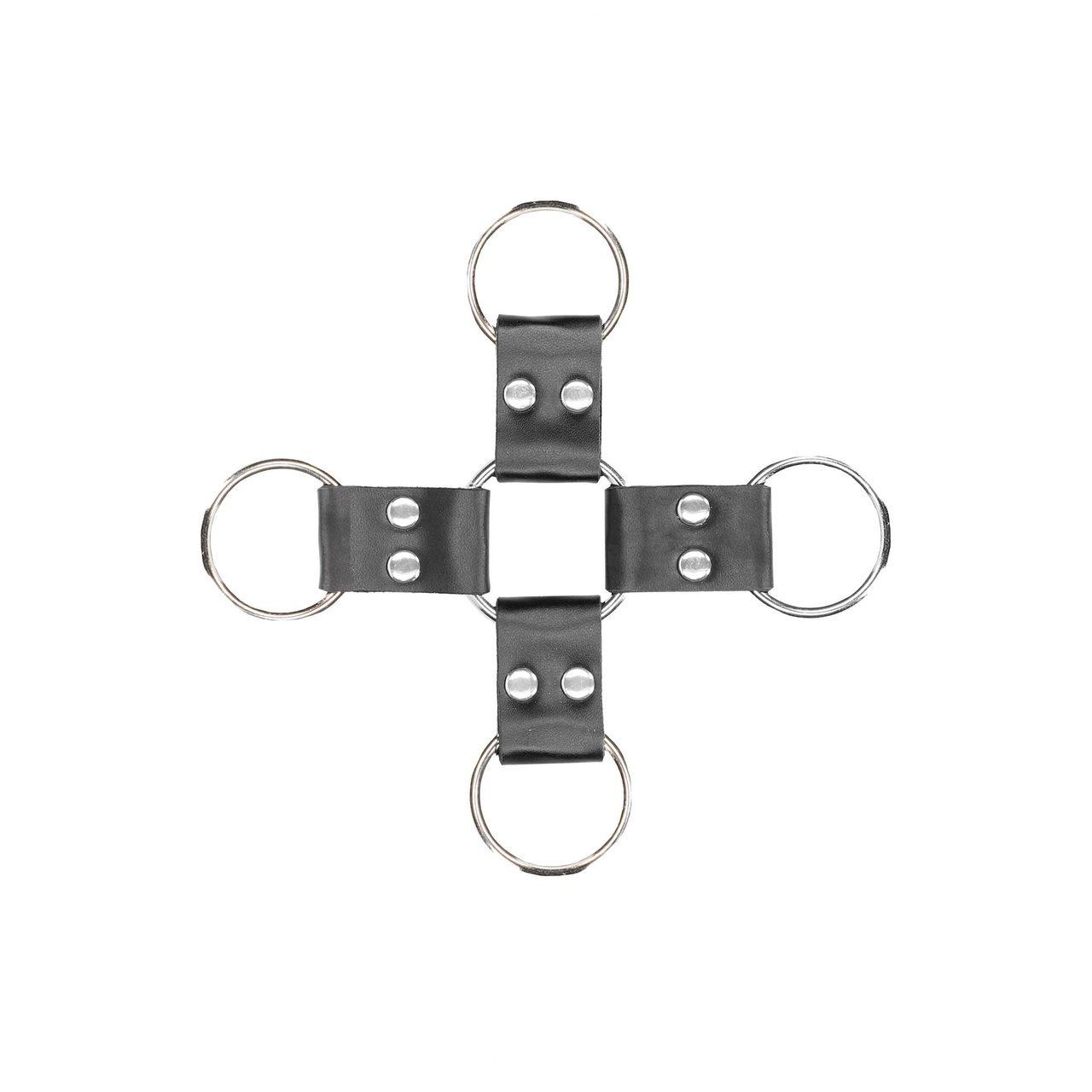 Skórzany zestaw hogtie z mankietami na ręce i nogi – BDSM | Loris.pl