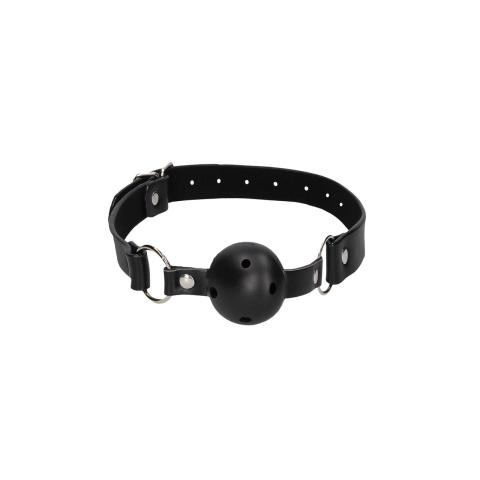 Oddychający knebel ball gag ze skóry i ABS | Regulowany