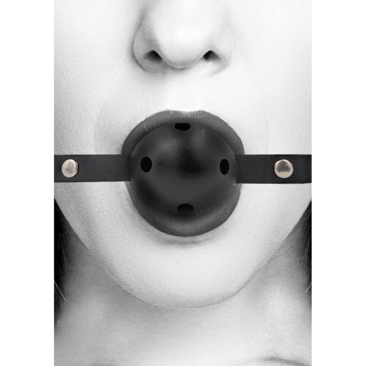 Oddychający knebel ball gag ze skóry i ABS | Regulowany