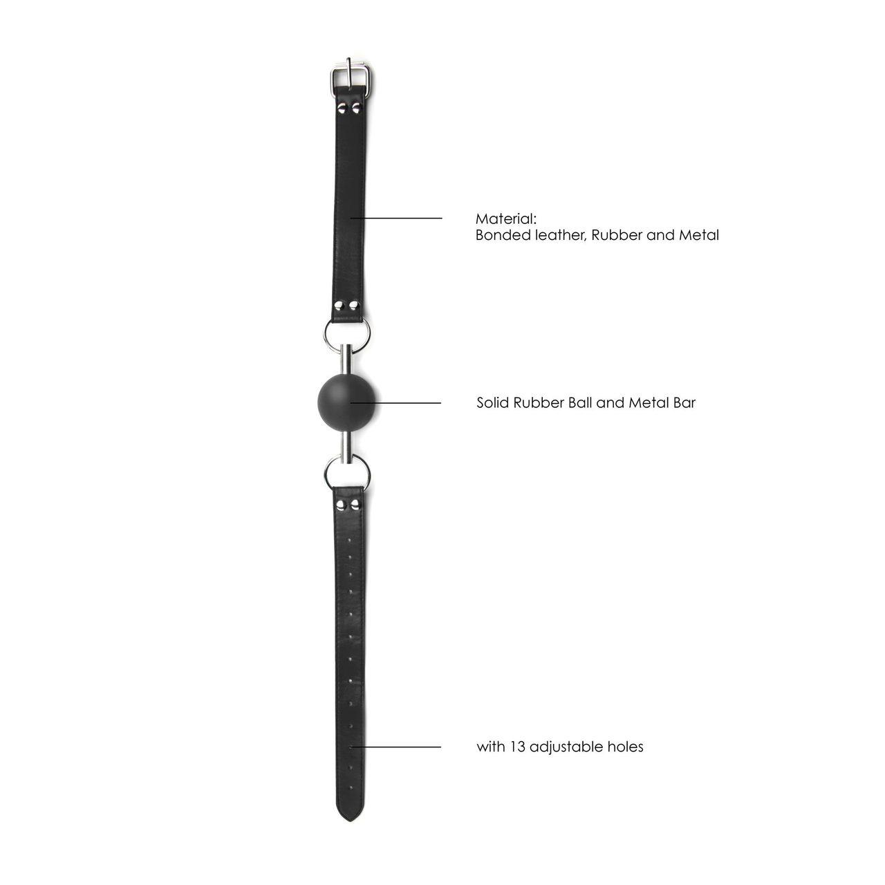 Knebel kulkowy BDSM ze skórzanymi paskami i regulacją | Loris.pl