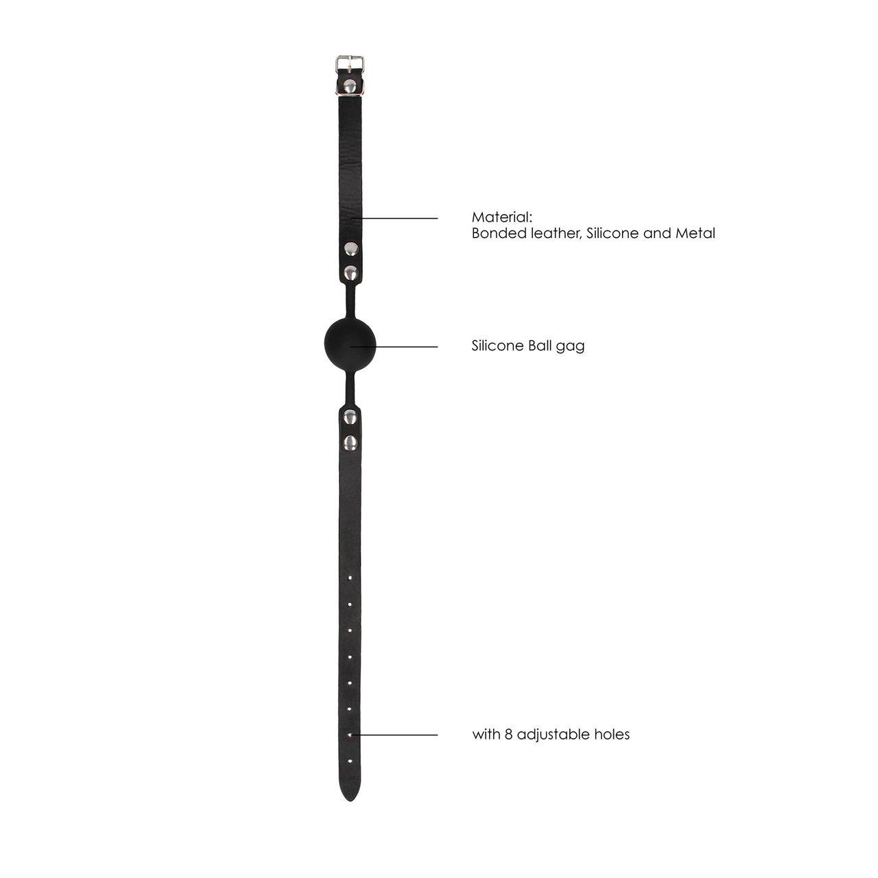 Knebel kulkowy BDSM silikonowy ze skórzanymi paskami | Loris.pl