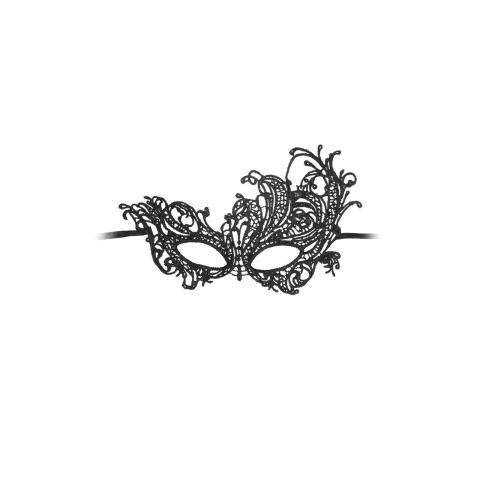 Czarna koronkowa maska wenecka na oczy z wiązaniem