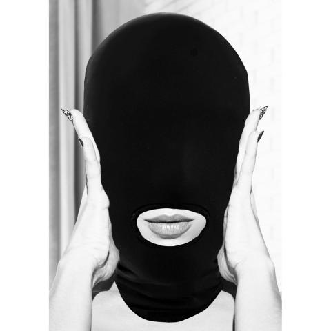 Maska BDSM na całą głowę z otworem na usta | Czarna, elastyczna