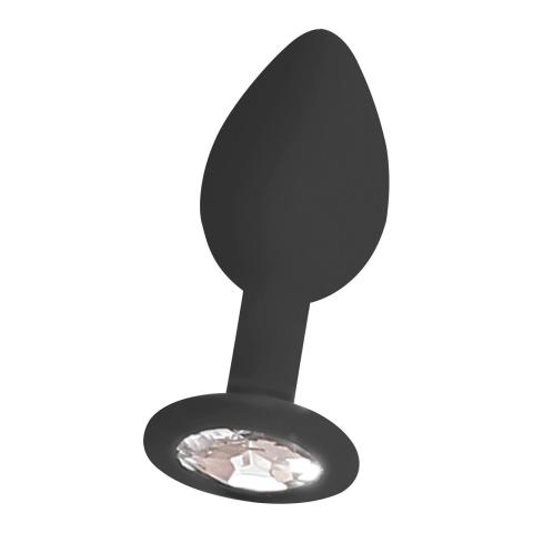 Silikonowy korek analny z ozdobą wyjmowaną 7,3 cm - biżuteria analna