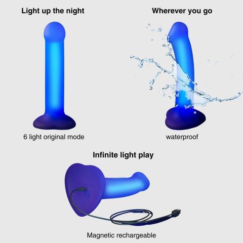 Realistyczne dildo LED z przyssawką rozmiar m | silikon, 6 trybów, ipx7