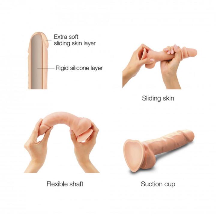 Realistyczne dildo XL z przesuwaną skórą i podwójną gęstością